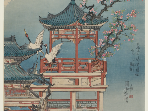  新中式中式挂画 水墨画 国画 建筑 中国风 