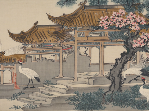  新中式中式挂画 水墨画 国画 建筑 中国风 