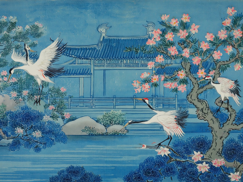  新中式中式挂画 水墨画 国画 建筑 中国风 