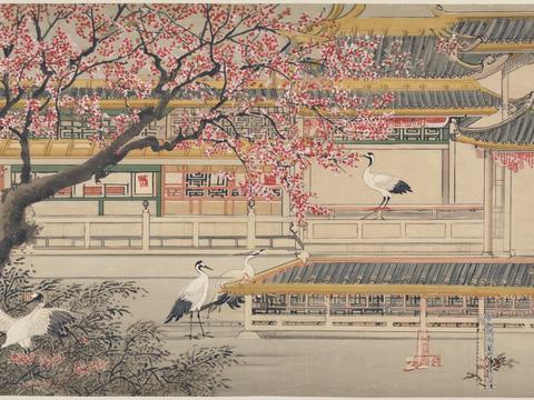  新中式中式挂画 水墨画 国画 建筑 中国风 