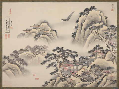  新中式中式挂画 水墨画 国画 建筑 中国风 