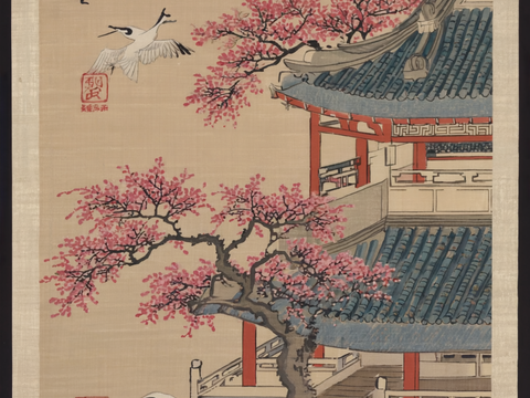  新中式中式挂画 水墨画 国画 建筑 中国风 
