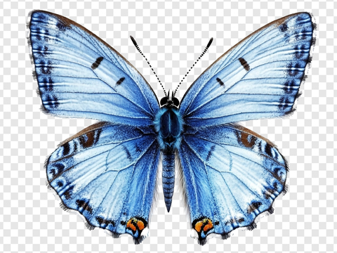  粉蓝 蓝色  蝴蝶 展开 