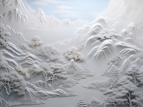  现代壁纸 现代壁画 中式壁画 风景刻画 