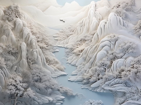  现代壁纸 现代壁画 中式壁画 风景刻画 
