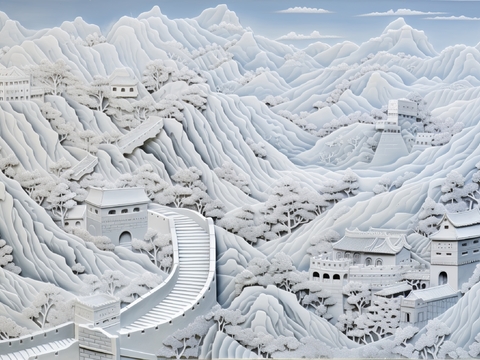  现代壁纸 现代壁画 中式壁画 风景刻画 