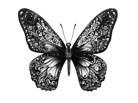  黑白蝴蝶  黑白纹理 蝴蝶 展开 