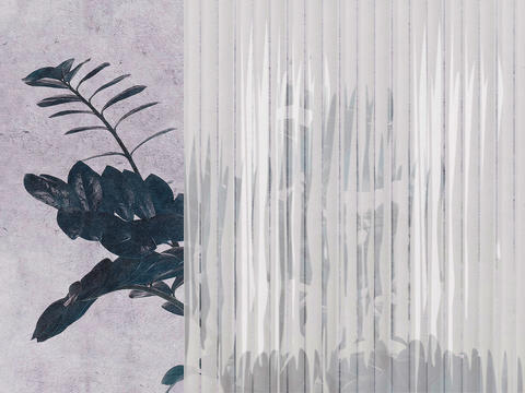  粉色植物几何壁纸 