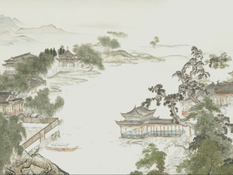  漂亮新中式 现代艺术壁纸 墙布 壁布高清贴图 