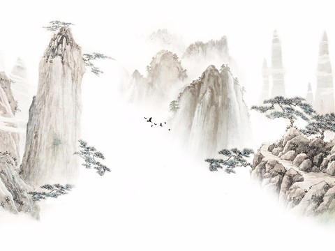  漂亮新中式 现代艺术壁纸 墙布 壁布高清贴图 