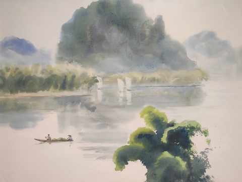  水彩人在画中游 