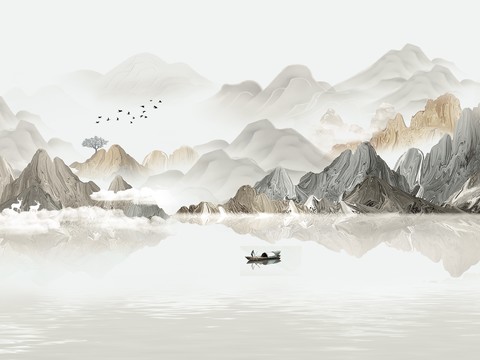  新中式 现代艺术壁纸 墙布 壁布贴图 