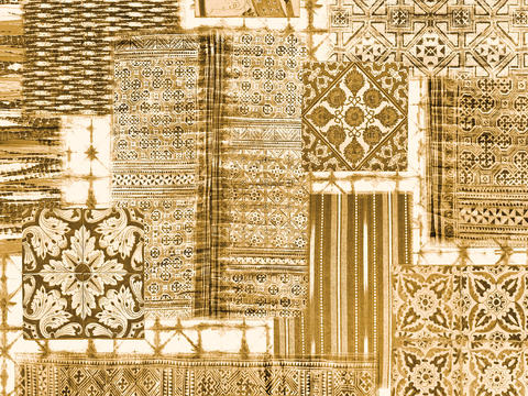  米黄色印花壁纸 