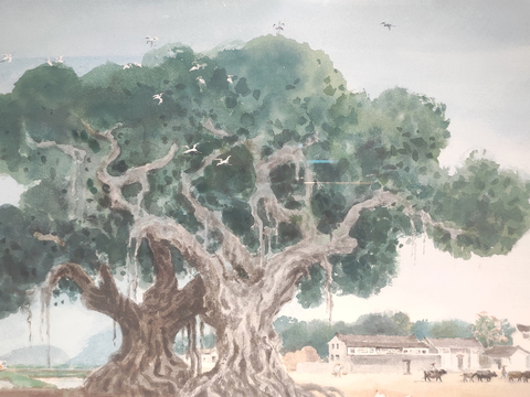  水彩双生树 