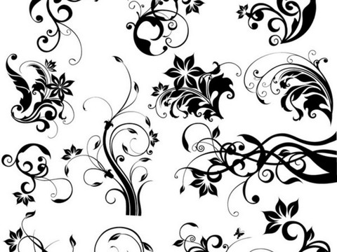  现代黑白 装饰花纹 黑白贴图 漂亮素材黑白 