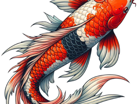  免抠锦鲤 红黑白锦鲤 红白锦鲤 