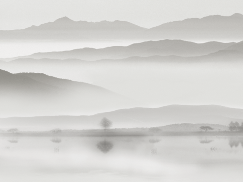  新中式山水壁画 
