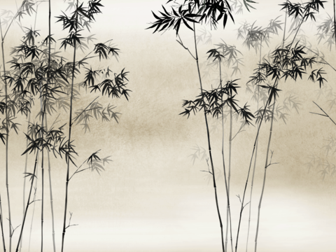  新中式禅意竹子壁画 