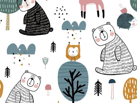  儿童动植物壁画 