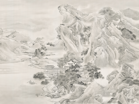  新中式禅意壁画 