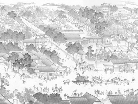  高清中式新中式古建筑壁纸壁画 