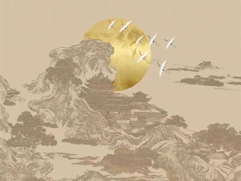  新中式壁纸壁画贴图 