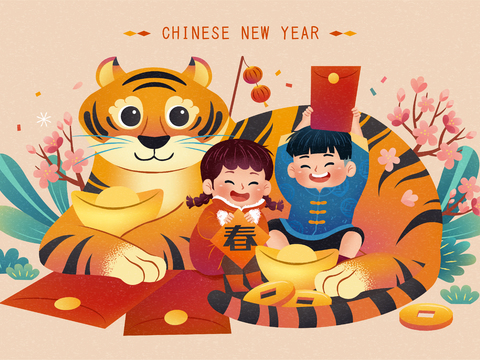  中国风新年除夕宣传海报 