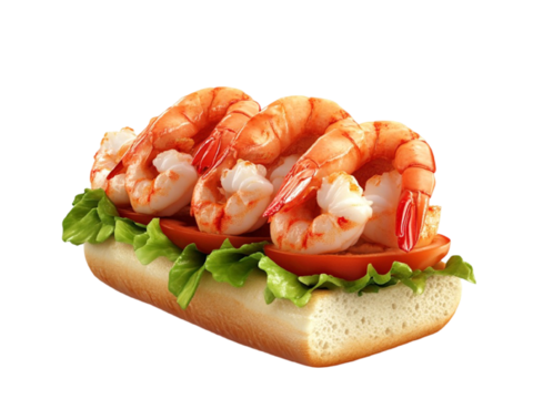 免抠虾 水煮虾 红虾 三明治 汉堡