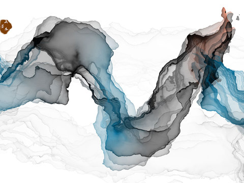  高清中式新中式山水墨意境壁纸壁画 