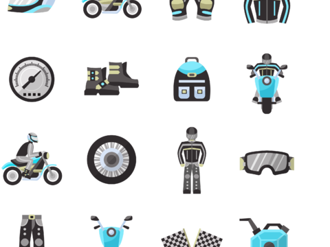  免抠摩托车小图标 车配件 装备小图标 眼镜安全帽手套鞋 车贴 