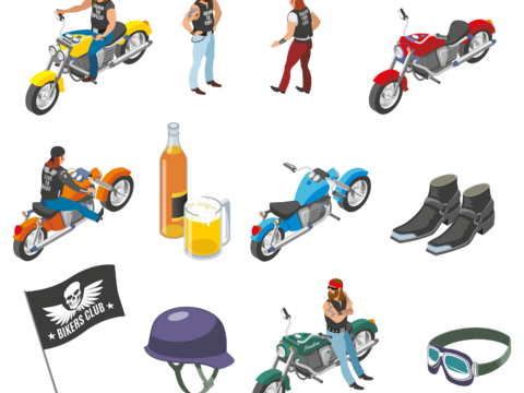  免抠摩托车小图标 车配件 装备小图标 眼镜安全帽手套鞋 车贴 