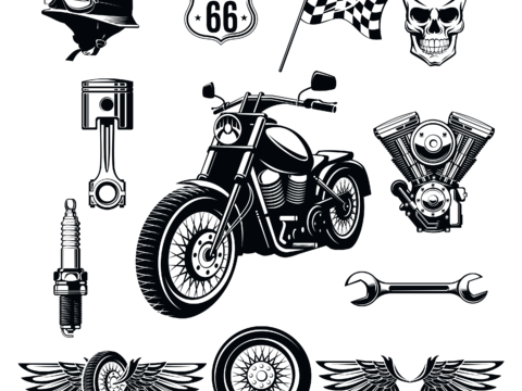  免抠摩托车小图标 车配件 装备小图标 眼镜安全帽手套鞋 车贴 