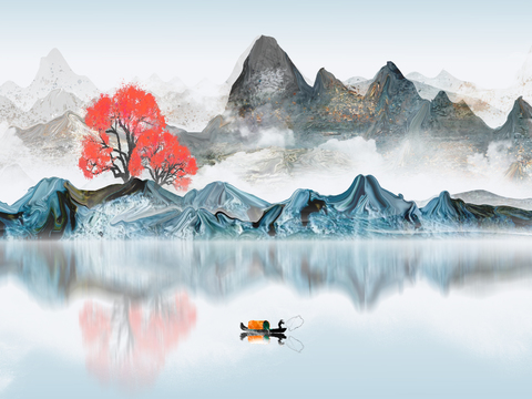  新中式山水装饰画 