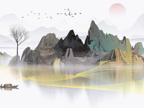  新中式山水装饰画 