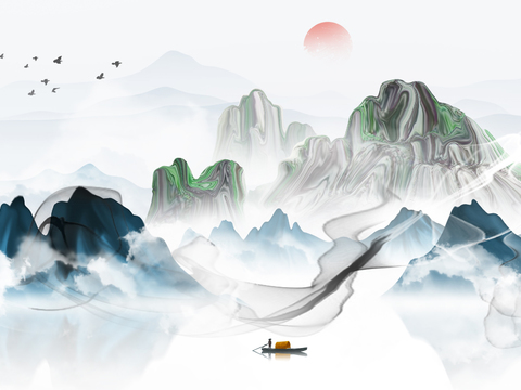  新中式山水装饰画 