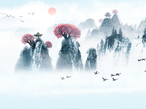  新中式山水装饰画 