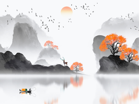  新中式山水装饰画 