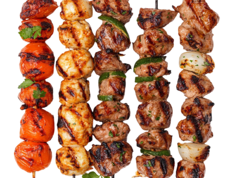  免抠烤串 烤肉串 烤虾 烧烤串 烤羊肉 烤牛肉串 