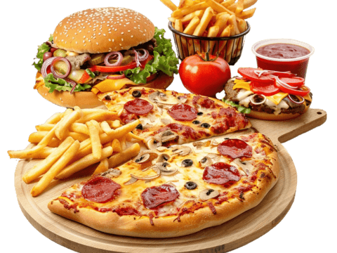  免抠披萨 披萨套餐  汉堡 薯条 