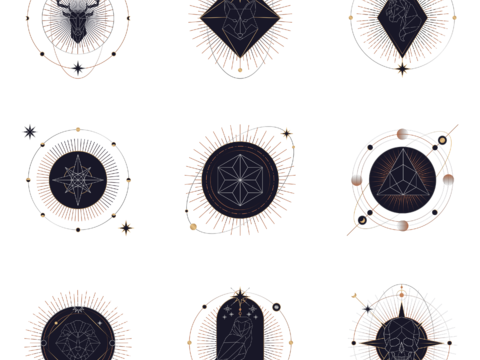  免抠12星座图标 