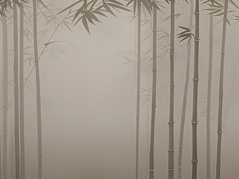  中式禅意竹子壁画 