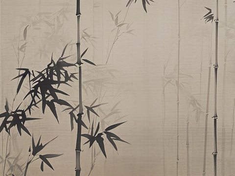  中式禅意竹子壁画 