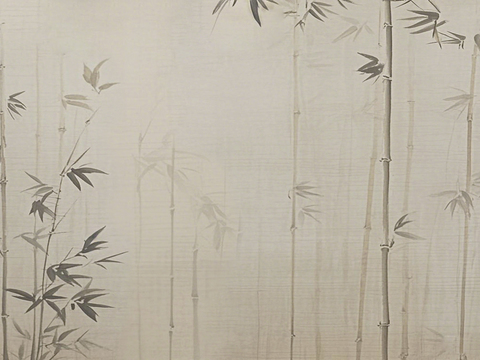  中式禅意竹子壁画 