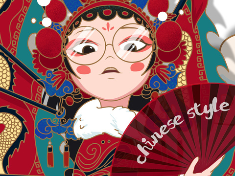  高清中式现代国潮风壁纸壁布壁画 