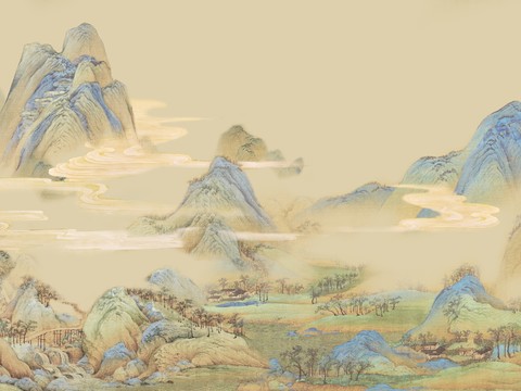  新中式背景墙纸贴图 