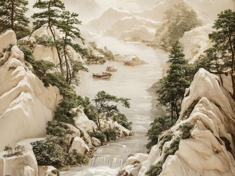  新中式装饰画背景墙 