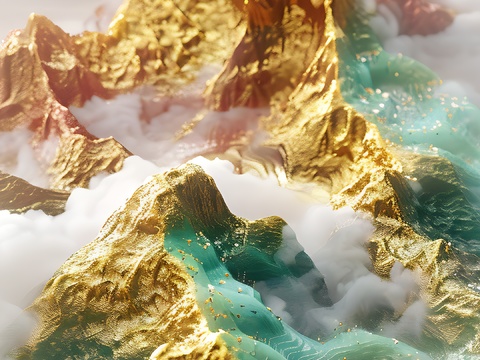  高清新款大美国风国潮元素中式美学壁画壁纸背景 