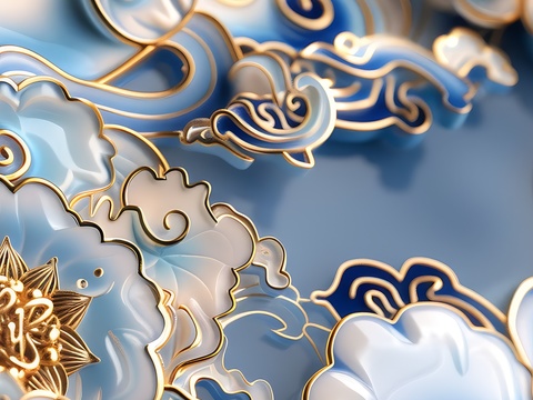  高清新款大美国风国潮元素中式美学壁画壁纸背景 