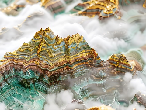  高清新款大美国风国潮元素中式美学壁画壁纸背景 