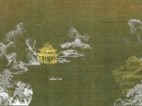  高清新中式楼阁线条肌理背景 